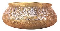 Brass bowl inlaid with silver and gold, 1290.