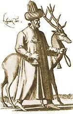 Dervish leading a deer, French, 1568. Click for larger image.