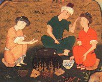 Detail from A School Scene, Persian, 1540. Click for complete painting.