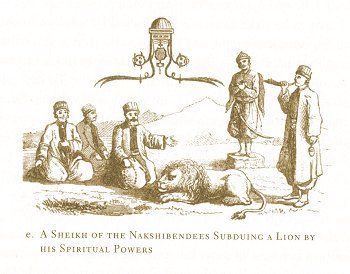 A Naqshband shaikh calms a wild beast, European, 1868