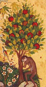 A tree on the Isle of Paradise. Detail from Salman and Absal on the Heavenly Isle. Click for larger image.
