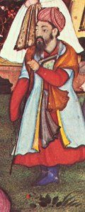 Detail from Mughal painting. Click for complete painting.