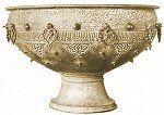 Bronze cauldron from the shrine of Ahmad Yasavi, used to make Ashura, Turkestan City, 1395. Click for larger image.