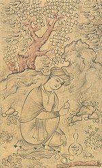 Young Man Seated Under a Tree, Muhammad Yusuf, Persian, 1637. Click for larger image.