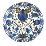 Fritware dish, Iznik, 16th century.