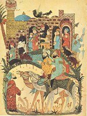 Village scene, Baghdad, 1237. Click for larger image.